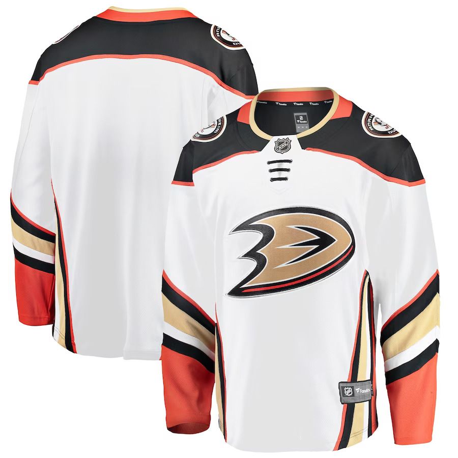 Men Anaheim Ducks Fanatics Branded White Breakaway Away NHL Jersey->customized nhl jersey->Custom Jersey